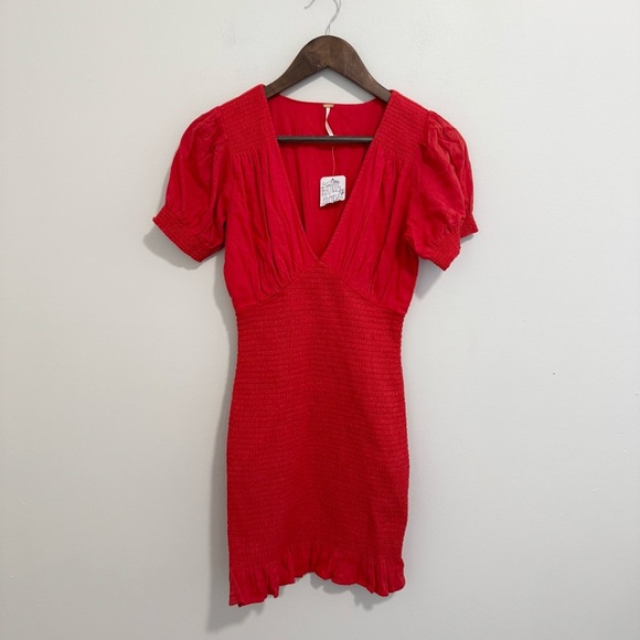 Free People Dresses & Skirts - Free People NWT Red Bodycon Ruched Mini Dress